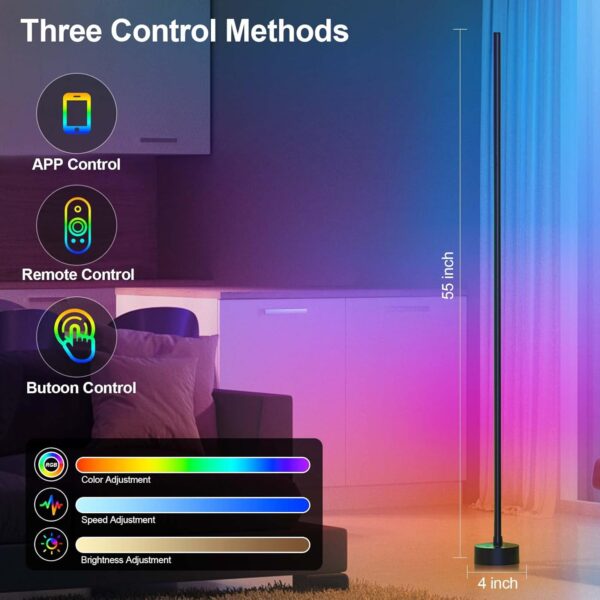 Corner Floor Lamp, 2 Pack LED Corner Lamp with App/Remote/Button Control, Smart RGB Floor Lamp with 16 Million DIY Colors & 68+ Scene, Music Sync for Living Room, Bedroom, Gaming Room - Image 3