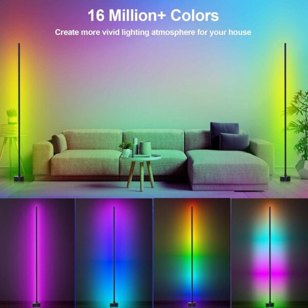 Corner Floor Lamp, 2 Pack LED Corner Lamp with App/Remote/Button Control, Smart RGB Floor Lamp with 16 Million DIY Colors & 68+ Scene, Music Sync for Living Room, Bedroom, Gaming Room - Image 2