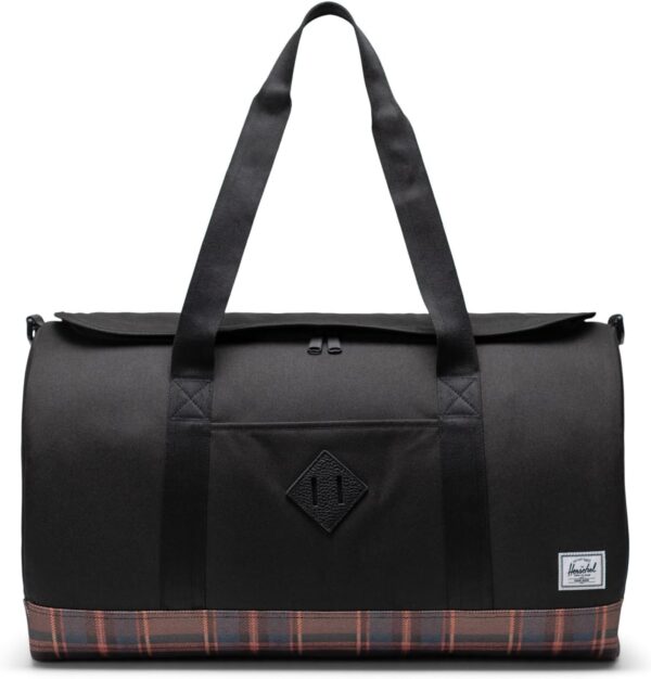 Herschel Heritage Duffle Luggage Bag, Waterproof Travel Essentials Sports Gym Bag, Carry On Bags for Women & Men, Weekender Bag Lightweight Foldable Duffle Bag, Black Winter Plaid