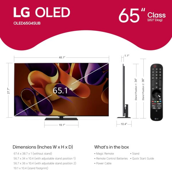 LG 65-Inch Class OLED evo G4 Series Smart TV 4K Processor Flat Screen with Magic Remote AI-Powered with Alexa Built-in (OLED65G4SUB, 2024) - Image 4