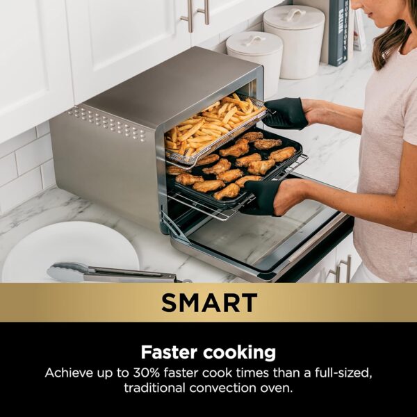 Ninja DT251 Foodi 10-in-1 Smart XL Air Fry Oven, Bake, Broil, Toast, Roast, Digital Toaster, Thermometer, True Surround Convection up to 450°F, includes 6 trays & Recipe Guide, Silver - Image 3